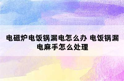 电磁炉电饭锅漏电怎么办 电饭锅漏电麻手怎么处理